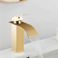 basin faucet gold waterfall faucet mixer tap brass bathroom faucet bathroom basin faucet mixer tap hot and cold sink faucet