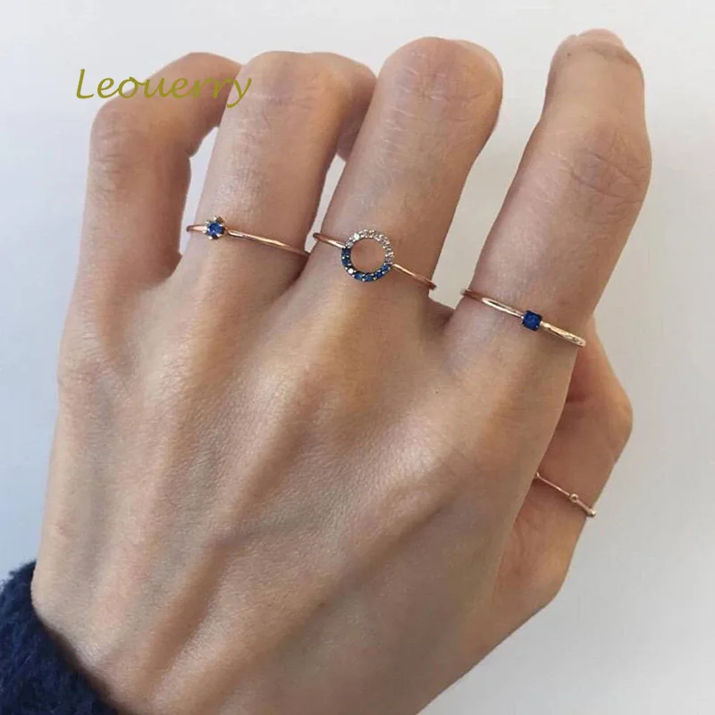 Leouerry 925 Стерлинговое Серебро геометрической формы синий циркон крошечные