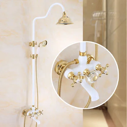 Набор смесителей для душа латунный настенный кран белого и золотого цвета с