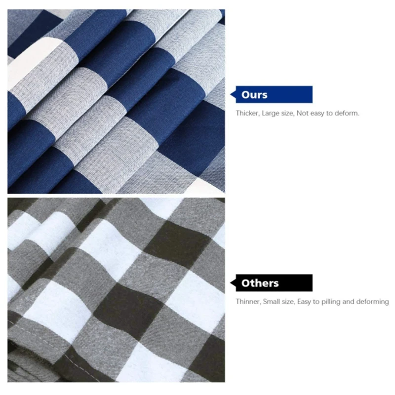 

Buffalo Check Cotton Polyester Blend Handmade Blue and White Plaid, Suitable for Family Dinners, Parties