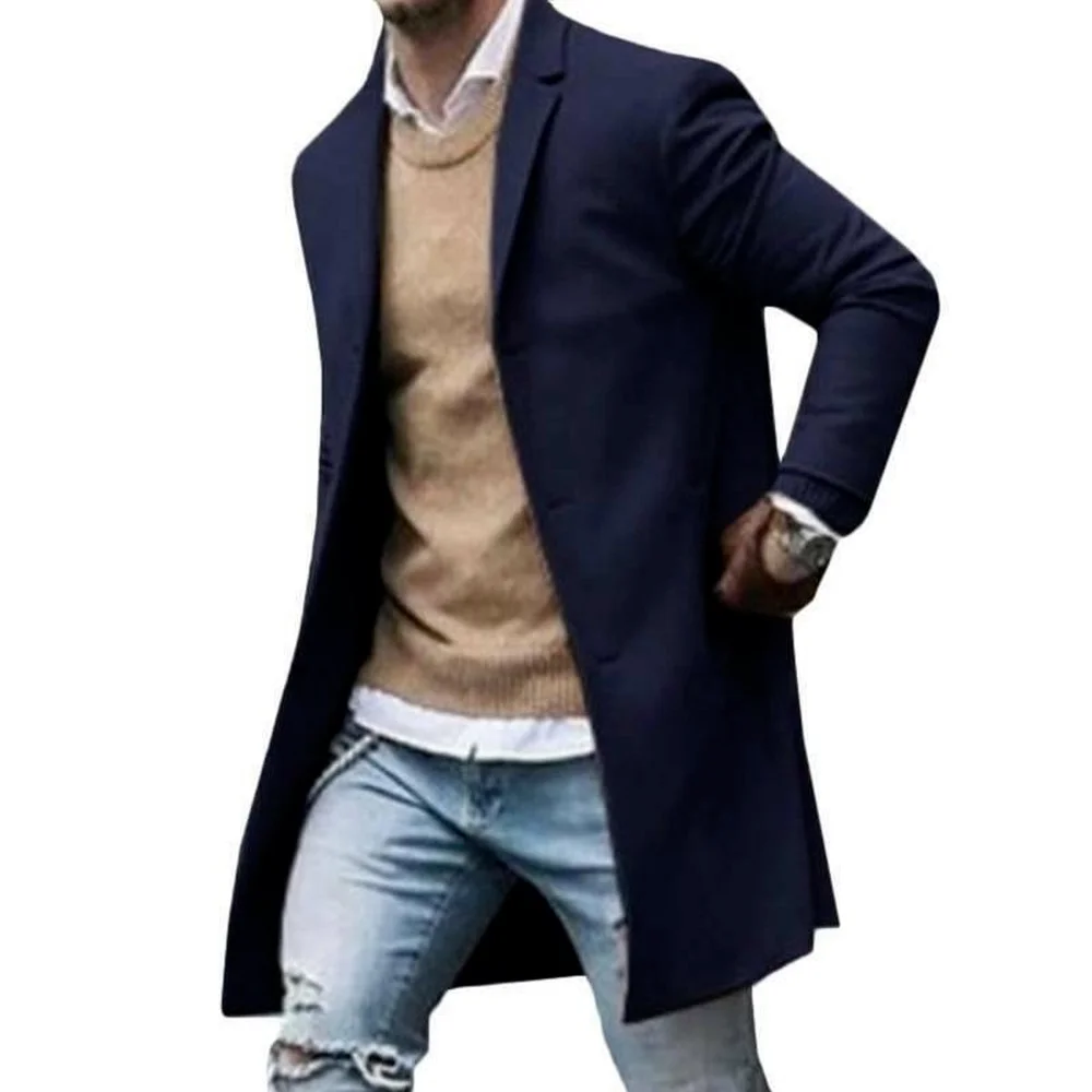 

Men Business Coat Soild Color Spring Autumn Men Trench Coats Superior Quality Fashion Outerwear Jackets Windbreaker Plus Size