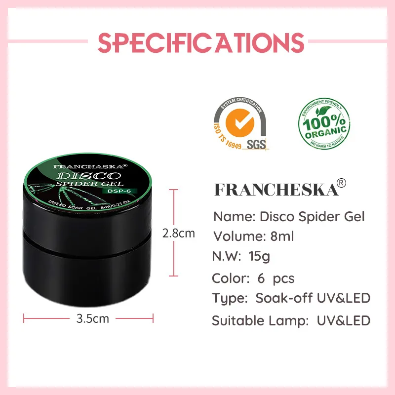 

Francheska Nail Spider Glue Super Elastic Disco Nail Art Stretch Drawing Spider Gel Super Stretch Painting Glue Painted Manicure