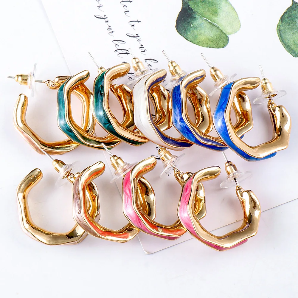 

Simple Irregular Stud Earrings for Women Girls Jewelry Gold Multi C-shaped Earrings Party Vintage Gift Earrings Studs Wholesale