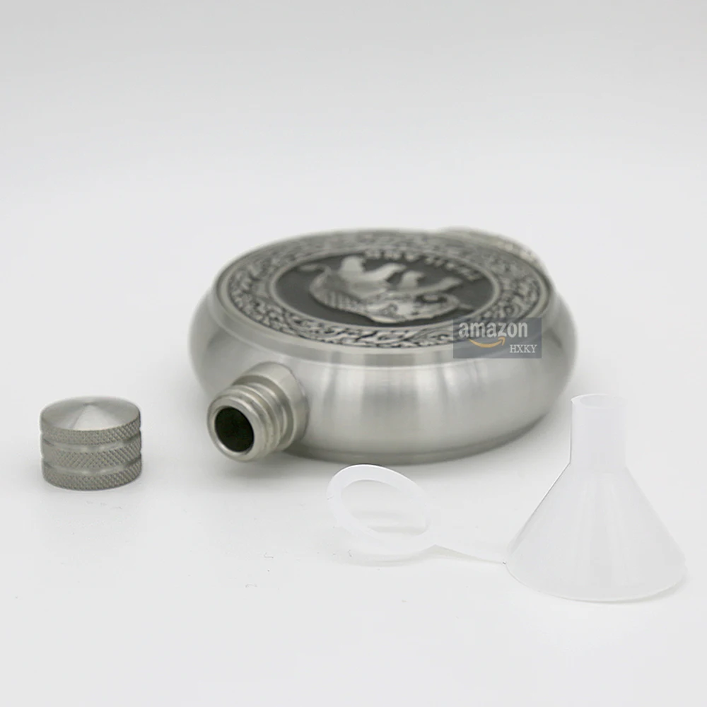 

Oriental Pewter - Pewter Hip Flask & Funnel Set -WF6- Hand Carved Beautiful Embossed Pure Tin 97% Lead-Free Pewter