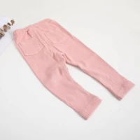 simple cool pockets ribbed long girls trousers breathable girls trousers ankle length for daily life