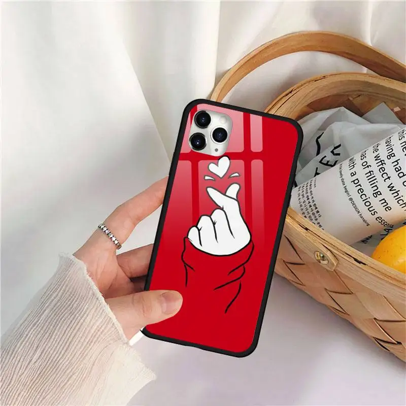 

Animal Red Fundas fashion Phone Case Tempered glass For iphone 11 12 PRO MAX X XS XR 5C 6 6S 7 8 plus