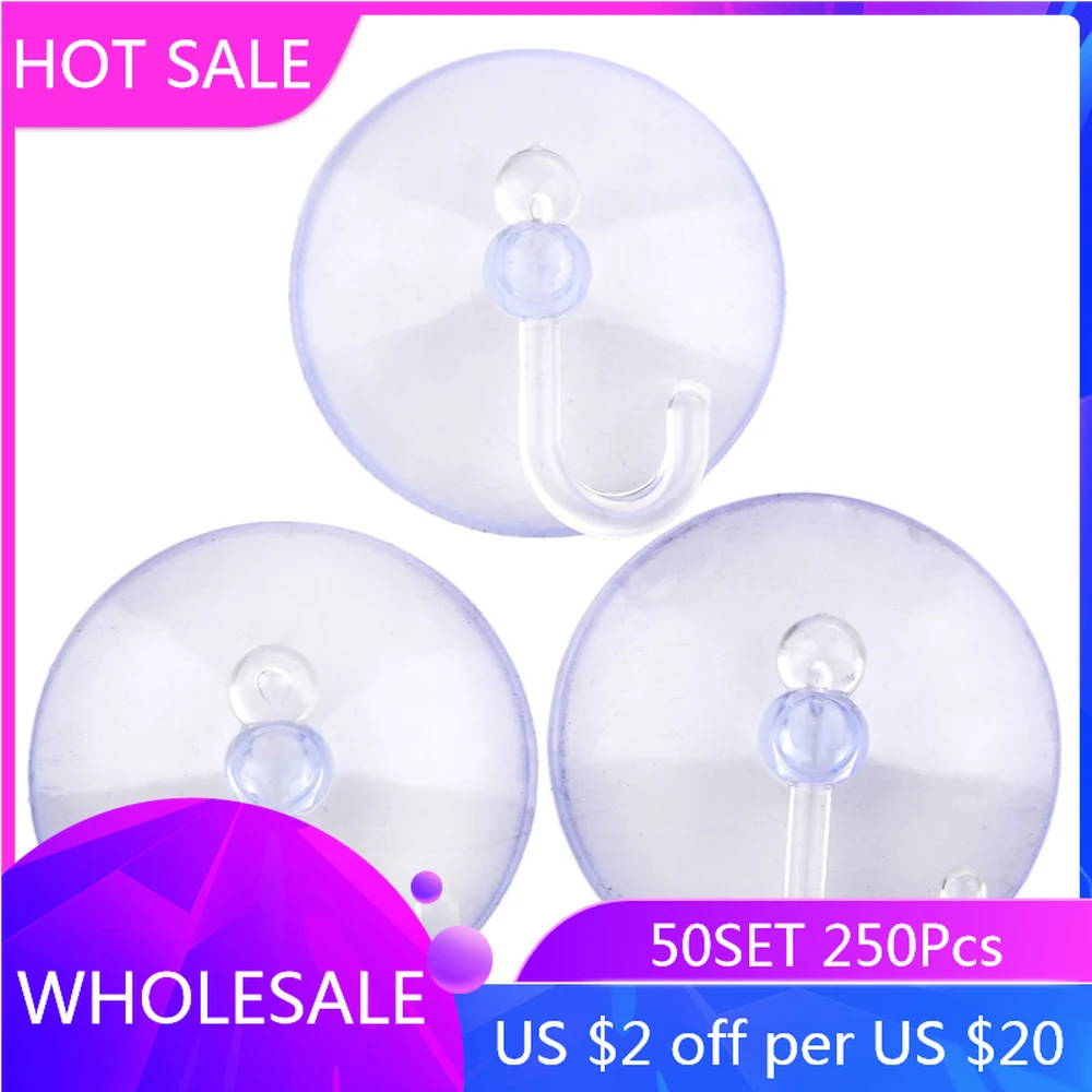 

50set 250Pcs Suction Cups Caps Suckers Glass Window Wall Hook Hanger Kitchen Bathroom Cup Hooks Home Accessories
