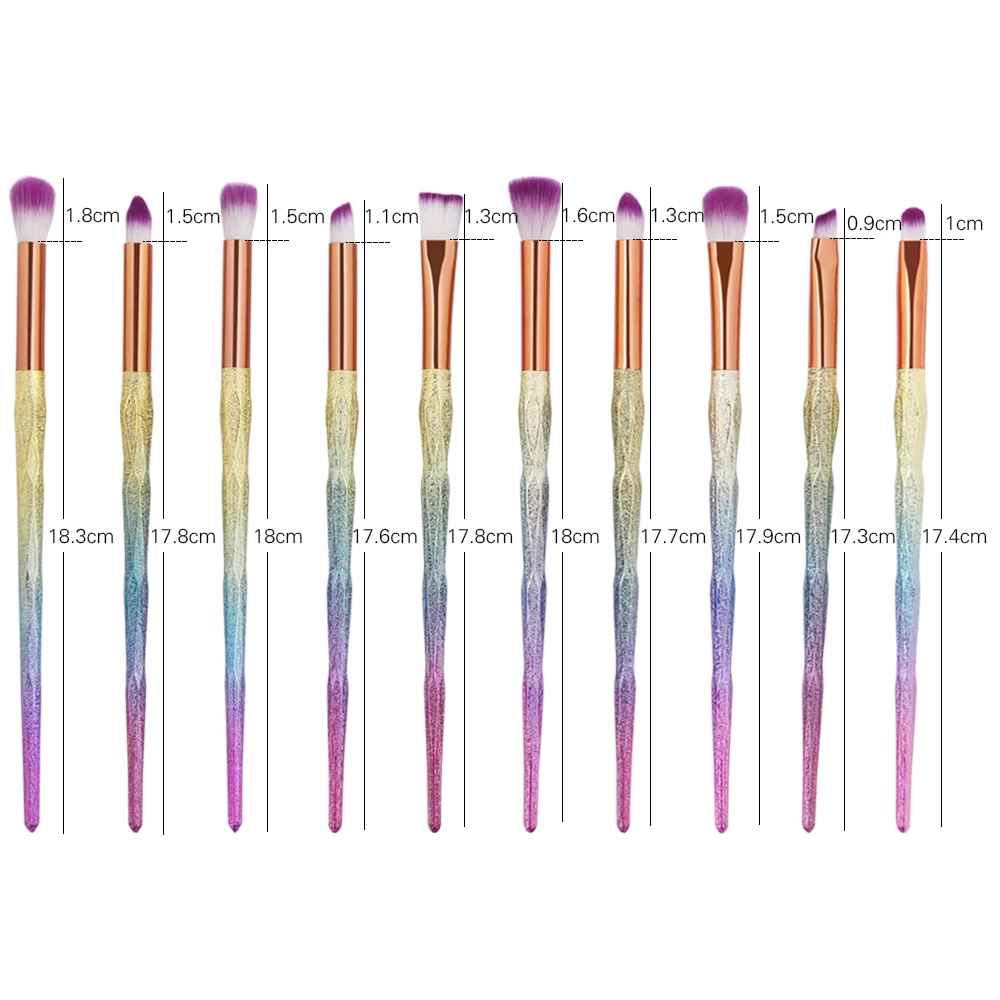 

4/10Pcs Diamond Makeup Brushes Set Eye Shadow Eyebrow Blush Blending Powder Lip Concealer Fan Cosmetic Beauty Brush Tool Kit New