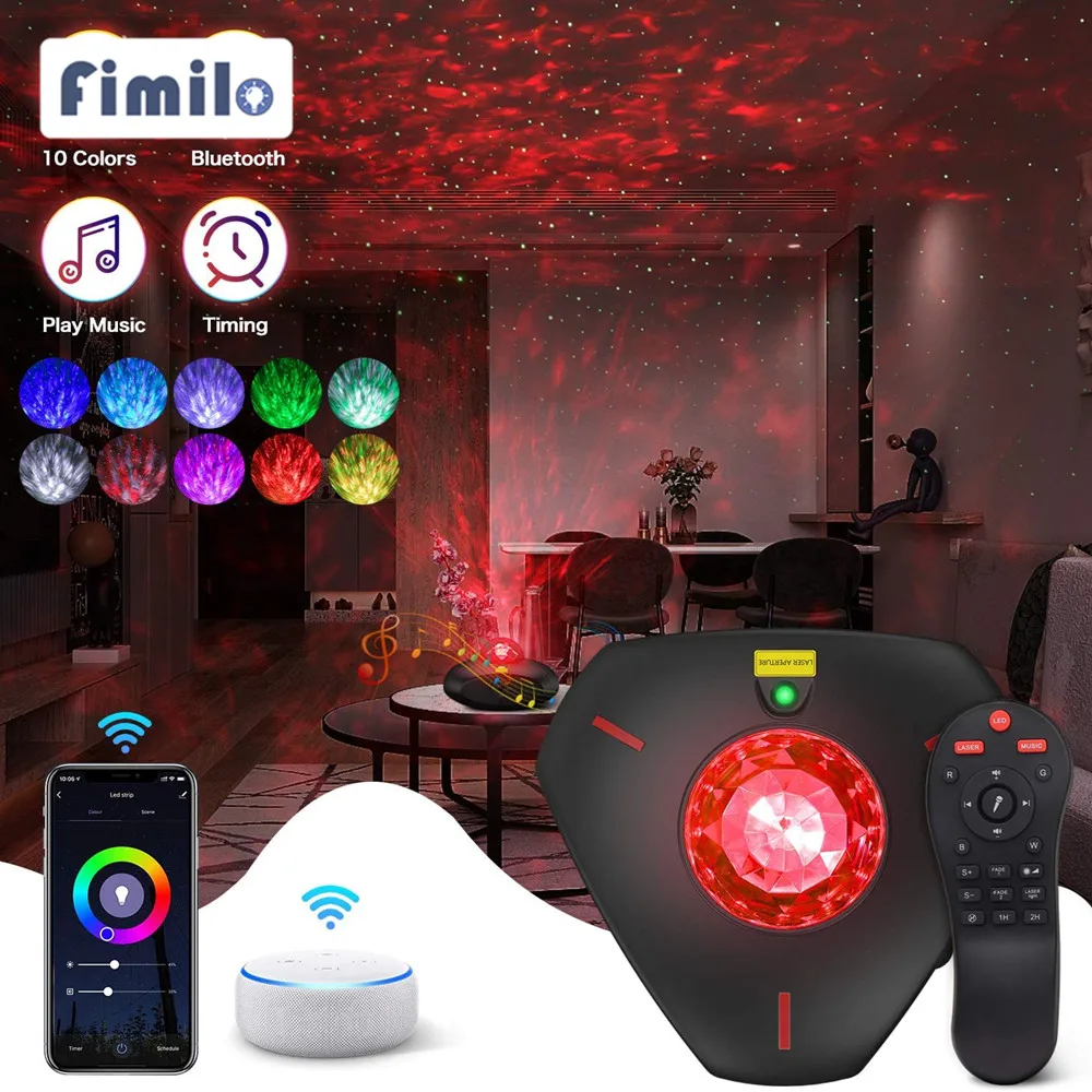 

Novelty Night Lamp Smart WiFi Galaxy Star Sky Projector LED Night Light Projector Music Player Romantic Lamp for Home Decoration