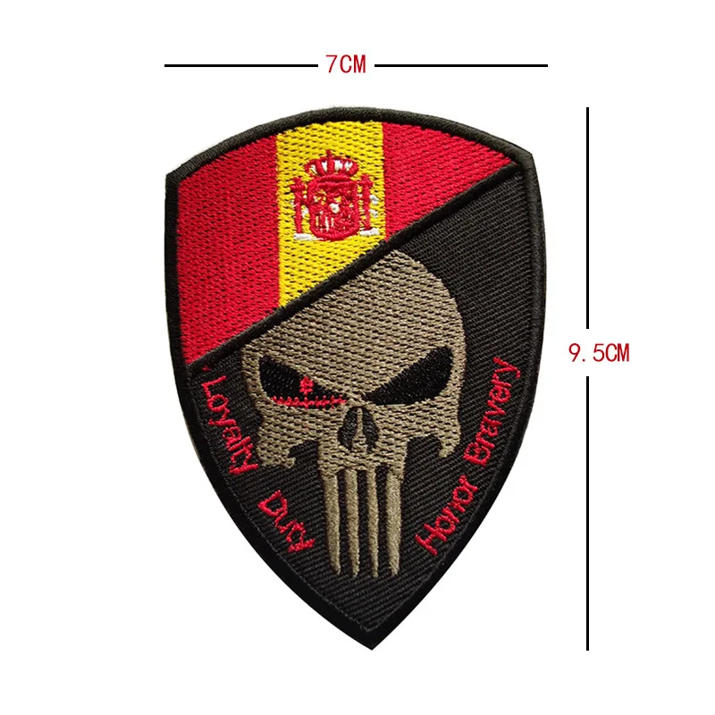 Нашивка с флагом Испании Череп Испанский флаг ESP военные тактические нашивки