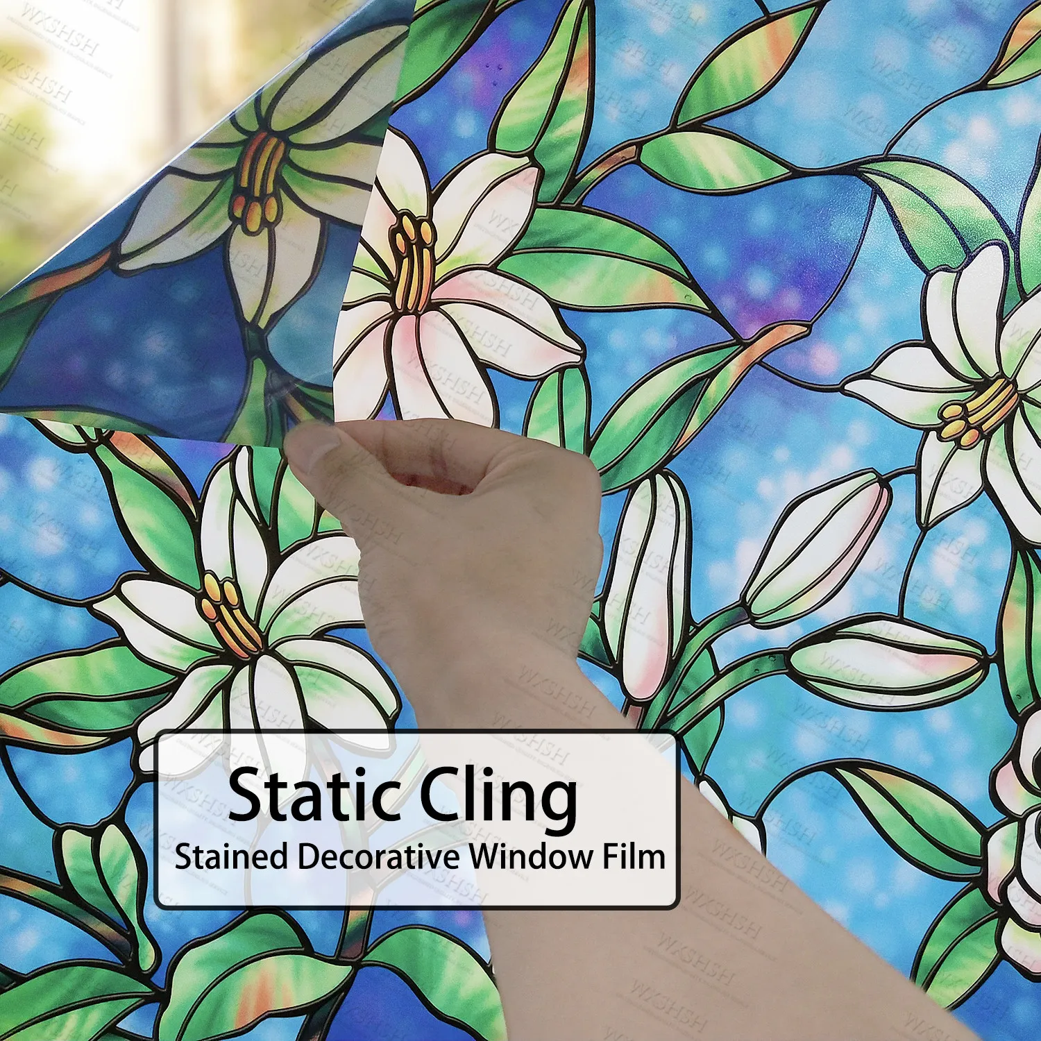 Многоразмерная самоклеящаяся синяя Цветочная домашняя декоративная пленка на