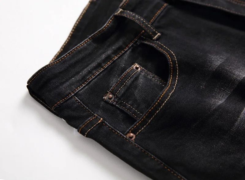 Men's Jeans Retro Stretch Denim Pants Slim Fit Male Straight Streetwear Jeans Hombre Classical Men Brand Clothes Size 28-42