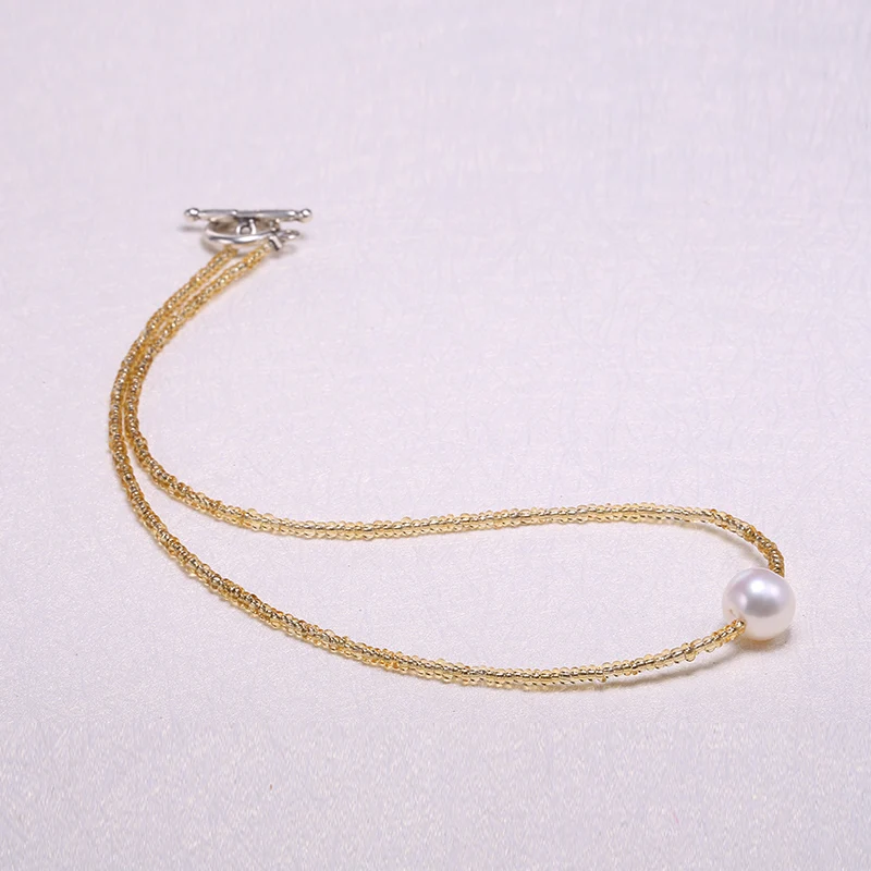 White DMNFP329 Natural Threaded Pearl Necklace Pearl Necklace 11-12mm Perforated Pendant Necklace Jewelry Gift For Women - Цвет камня: White