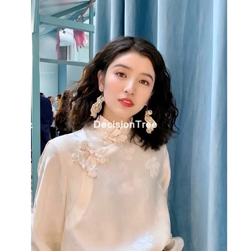 2021 традиционные китайские Кружевные Рубашки Топы в китайском стиле Ципао