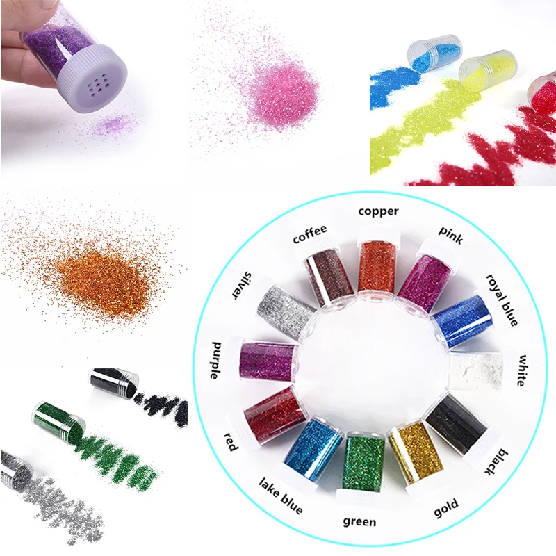 

12 шт./компл. Изящные блестки, Красочные товары для творчества «сделай сам», блестящая пудра, блестки, альбом, картина, украшение, 2021 Новое пос...