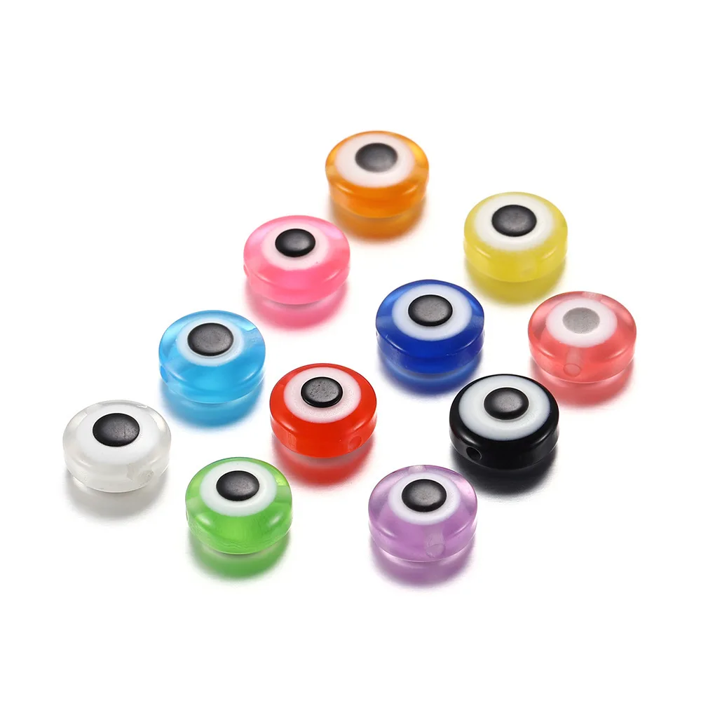 

50pcs 8/10/11mm Oval Shape Spacer Beads Evil Eye Beads Stripe Resin Spacer Beads For Jewelry Making Bracelet Necklace Charms