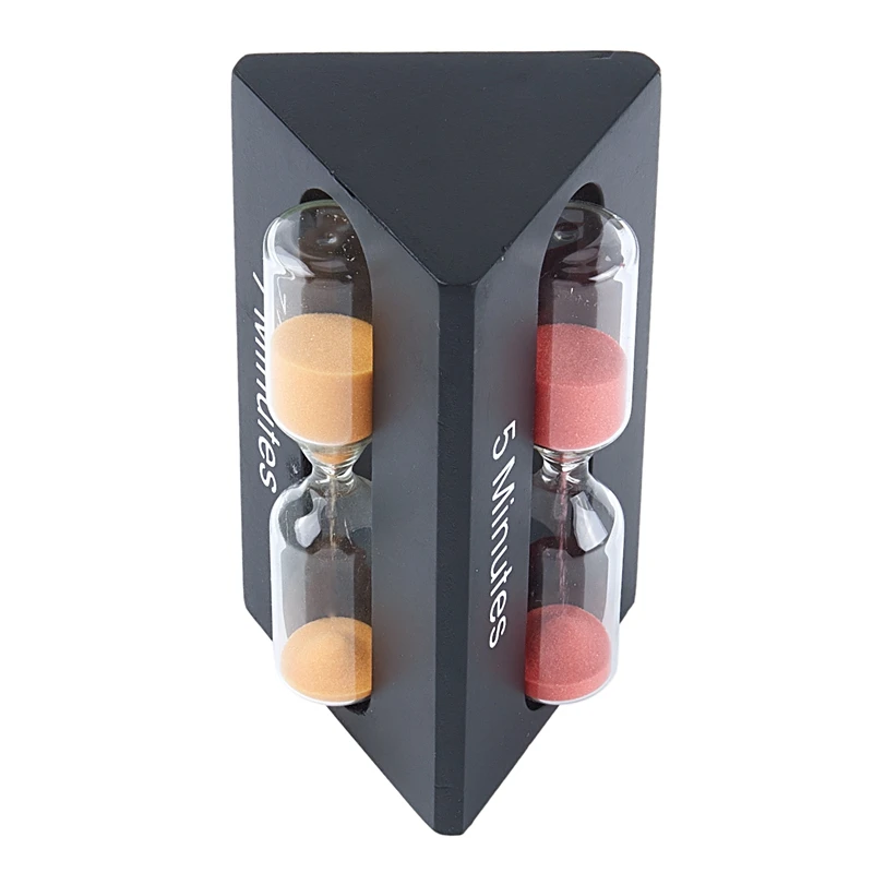 Fashion-Triangular Hourglass Colore Sand Clock 3/5/7 Minutes Hour Meter- Black