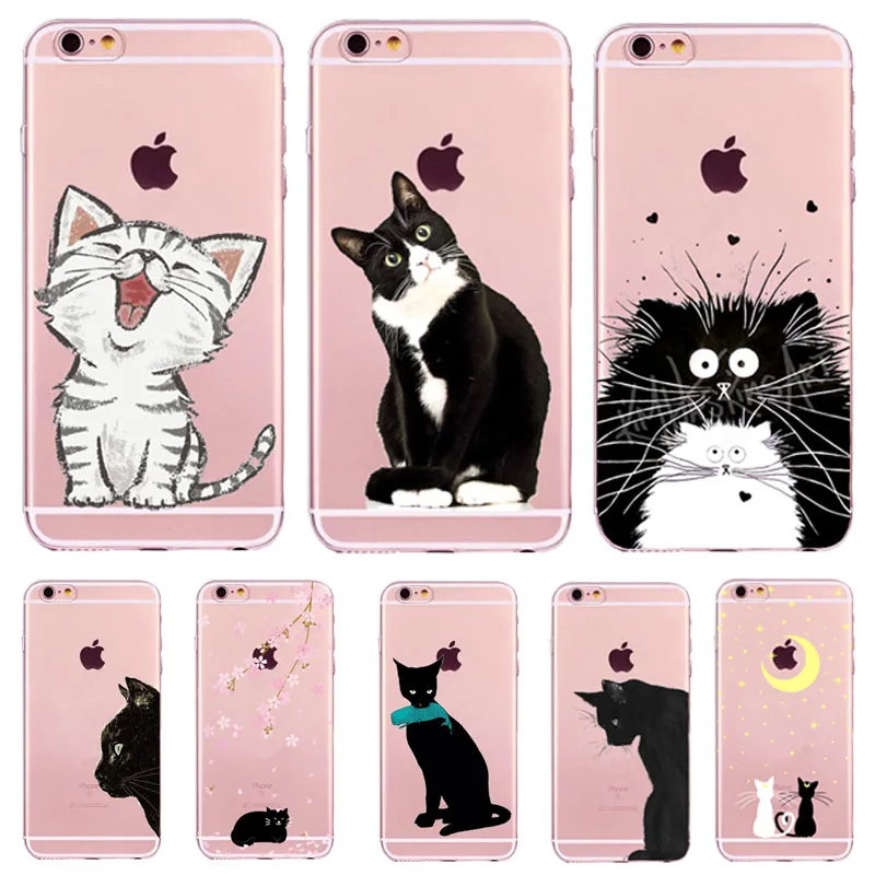 Phone Cases For iPhone XS Max XR 6 6s 7 8 Plus 5 5S SE 6sPlus Soft TPU Silicon Transparent Thin Cover Black Cat Owl Animal Case |