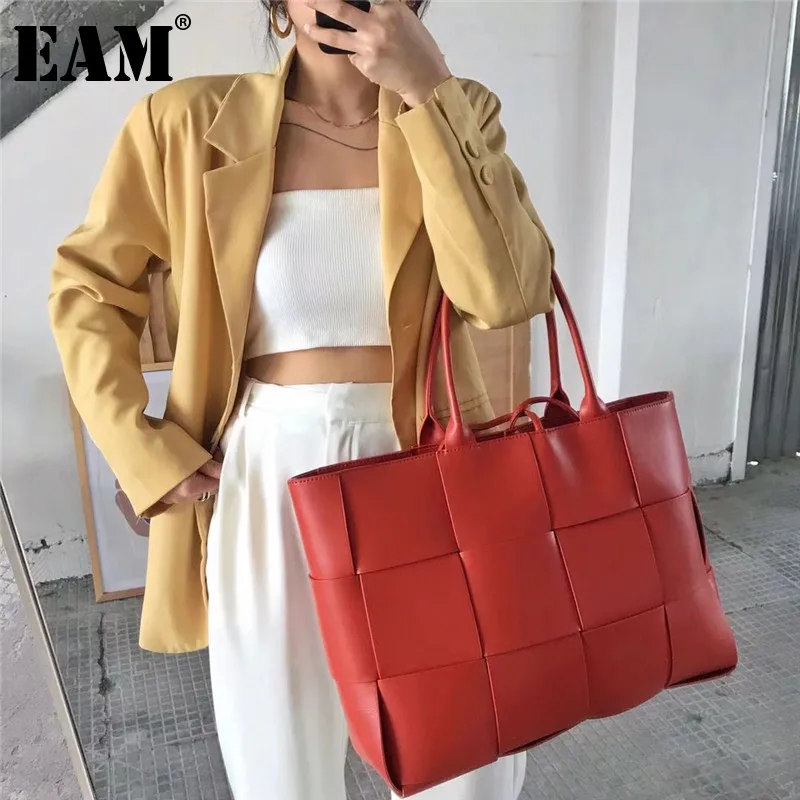 

[EAM] Модная Портативная Сумка-тоут женская сумка 2021 новая текстурная сумка для подмышек тканая сумка на одно плечо большая сумка женская сум...