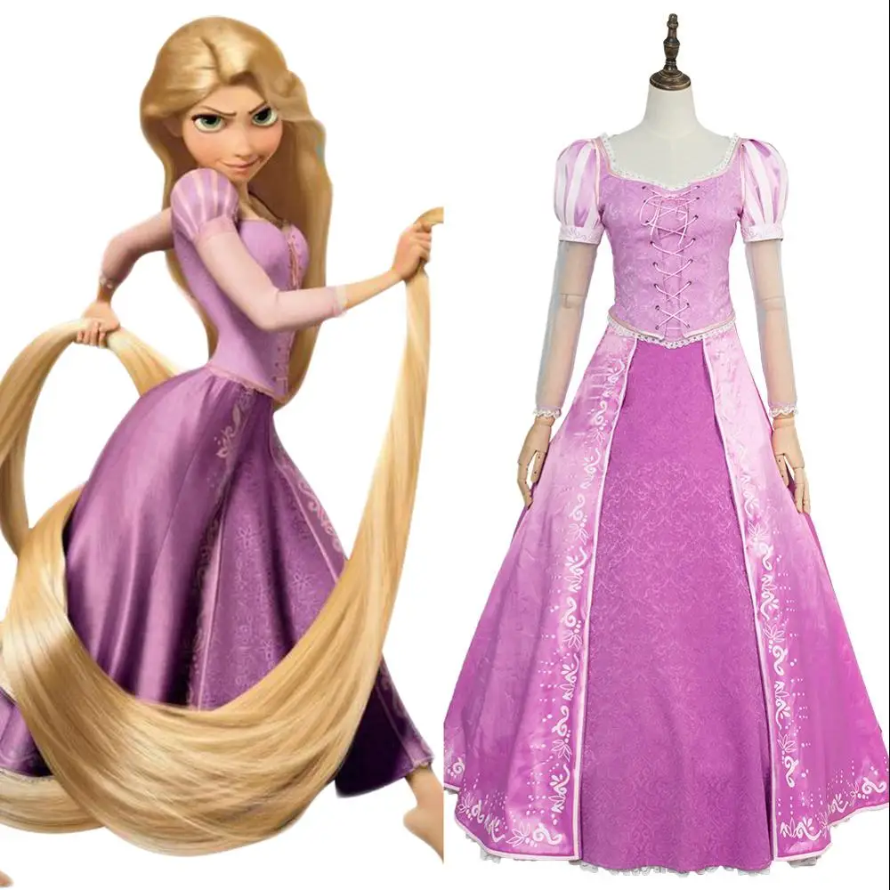Grovigliato cos Princess Rapunzel Dress Costume Cosplay vestito da donna vestito vestito Costume di carnevale di Halloween su misura