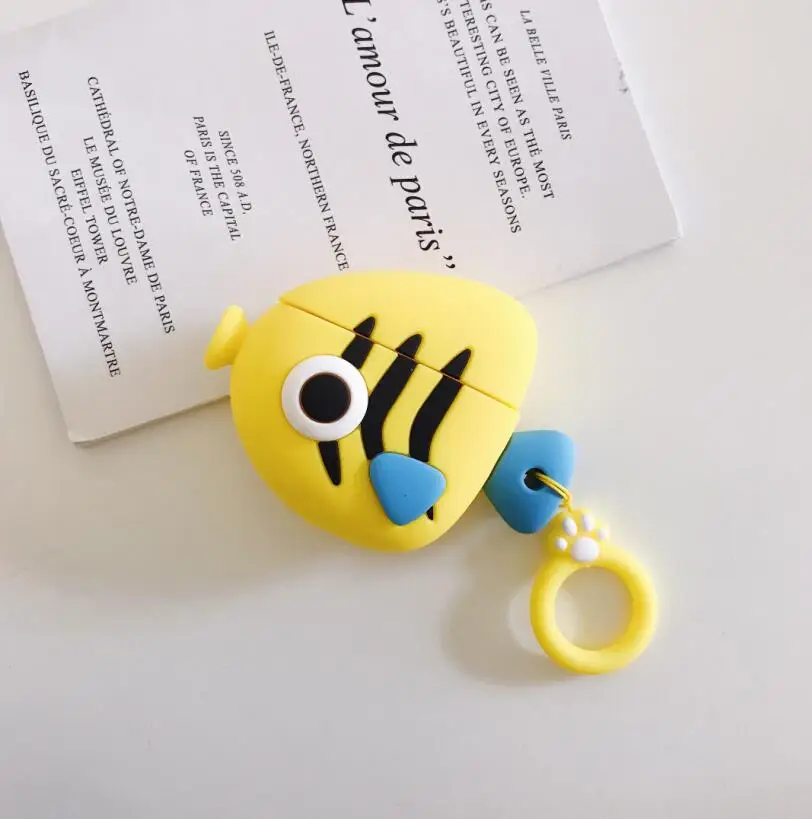 Salmon Милые 3D наушники Airpod Air Pods чехол мультфильм лосось динозавр Рыба для Airpods для Apple Air Pods защитный чехол для Earpods - Цвет: Salmon