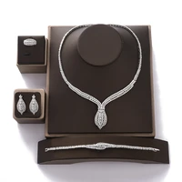 jewelry set hadiyana elegant waterdrop deaign elegant necklace earrings ring and bracelet set zirconia cn1266 conjunto de joyas