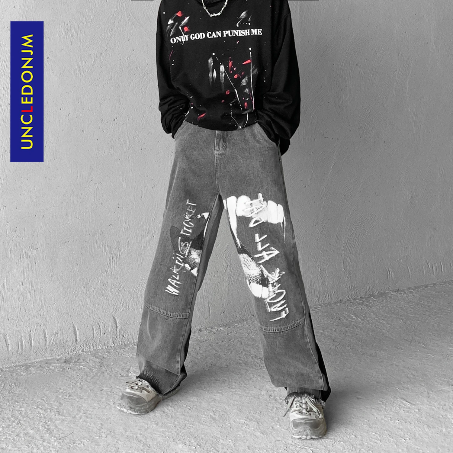 

Джинсы UNCLEDONJM женские свободные с широкими штанинами, модные мешковатые джинсы в стиле ретро, уличная одежда в стиле хип-хоп, M20290