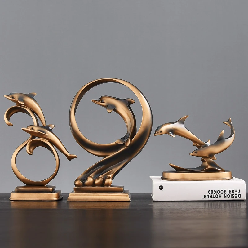

Modern minimalist dolphin decoration indoor living room wine cabinet decoration creative home counter display resin crafts