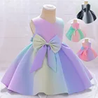 Новинка 2021, модные платья для маленьких девочек, одежда принцессы, милое детское праздничное хлопковое платье без рукавов с цветочным принтом и бантом