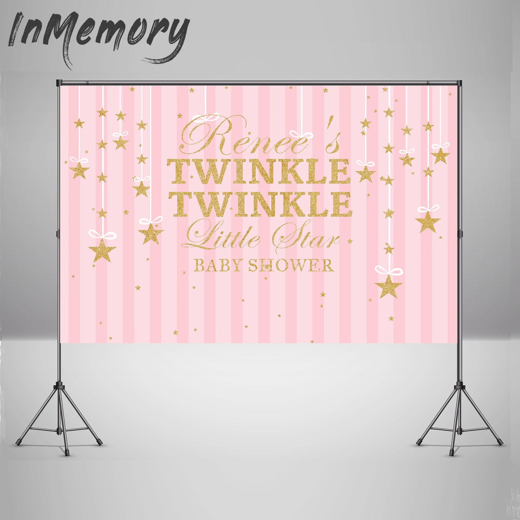 Фон для фотосъемки новорожденных с изображением розовых мерцающих звезд X см|Фон
