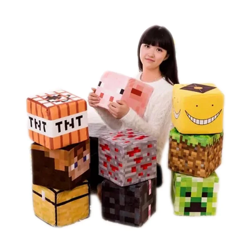 

Плюшевая кукла Minecraft 10 см, 20 см, 30 см, набивная Подушка, трава, куб, ползунок, TNT, красная руда, квадратная свинья, детская игрушка на день рожден...