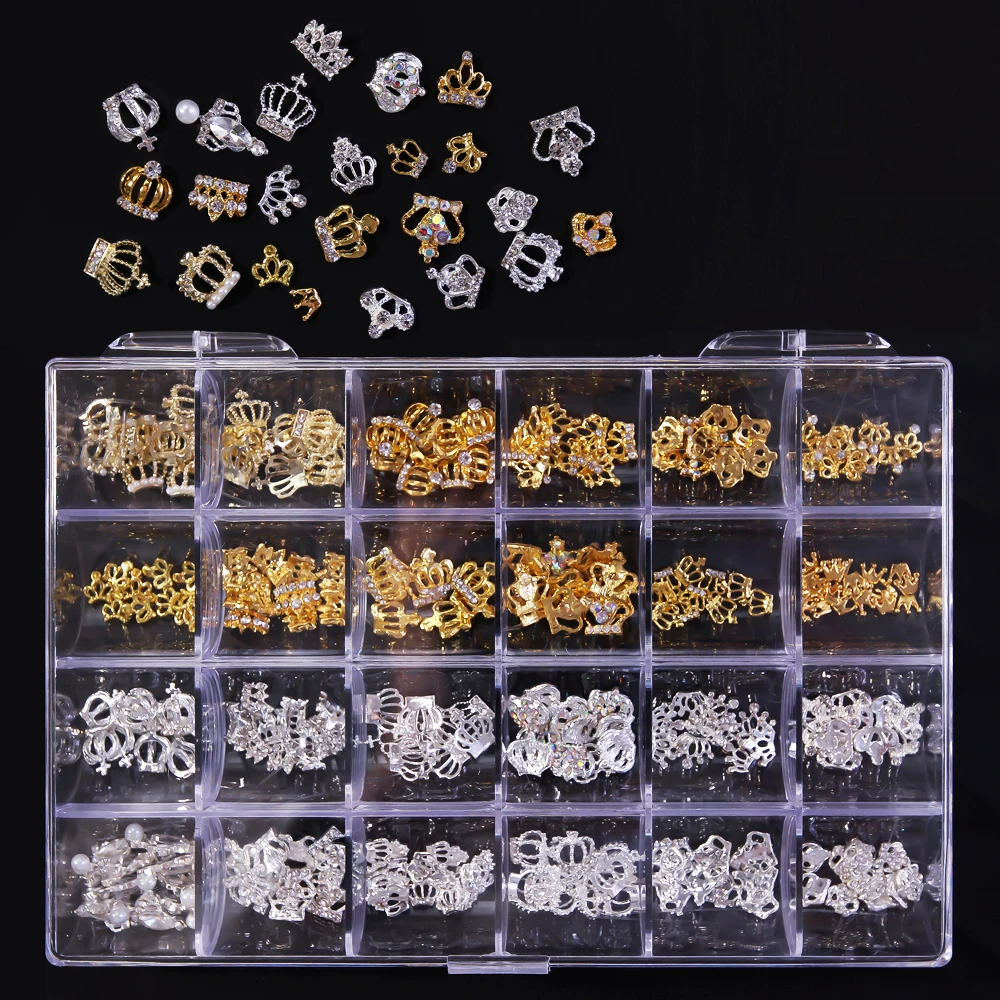 

240pcs (24*10)Alloy Zircon Nail Art Charms Mixed Shaped Luxury Crystal Piercing Rhinestones For Metal Decor Nail Accessories &*&