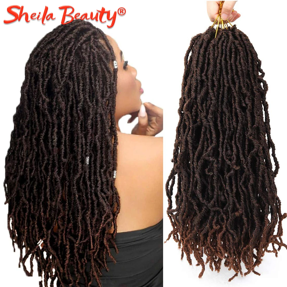 Синтетика затененные косички волосы 18 дюймов Faux Locs Curly вязание крючком косы