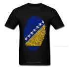 Мужская футболка с изображением флага боснийского и H. Fingerprint, футболка на заказ, черная, желтая, синяя футболка, полосатая одежда, топы со звездами