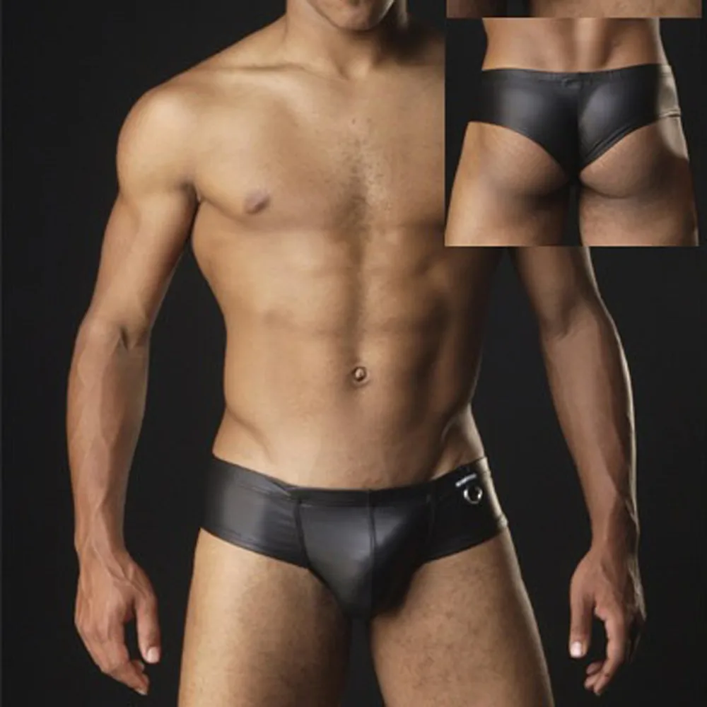 Мужские трусы сексуальные мужские порно боксеры шорты кожаное нижнее белье