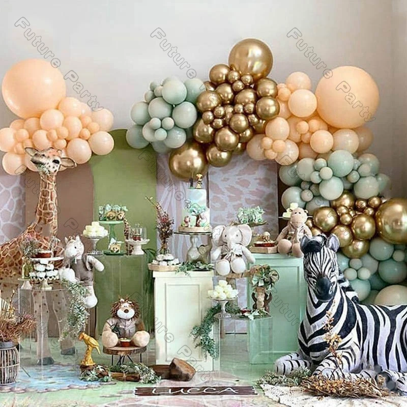 

142pcs Mint Green Balloon Arch Wedding Decoration Blush Nude Chrome Gold Ballon Garland Kit Birthday Party Baby Shower Decor