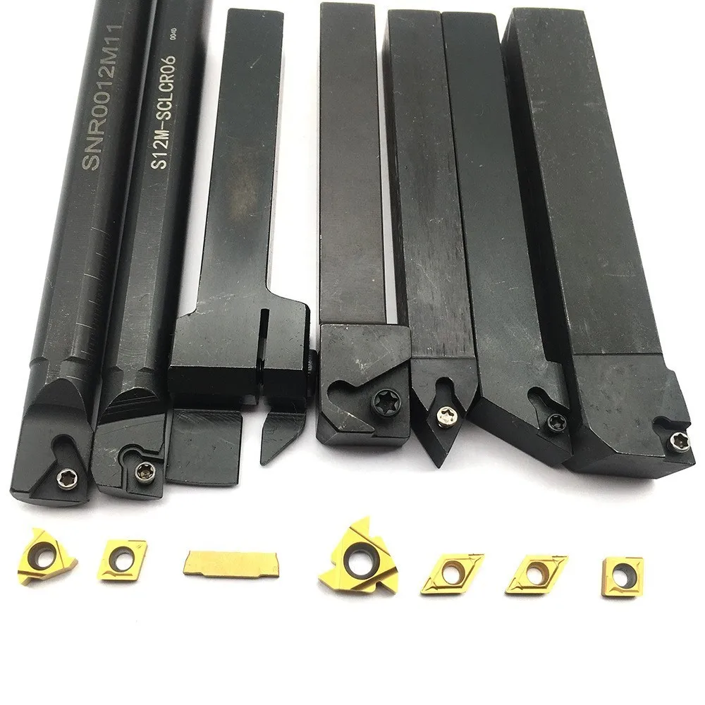 

45HRC Lathe Boring Bar Turning Tool Holder Set With Carbide Inserts Wrenches Kit For Semi-finishing Finishing Operations