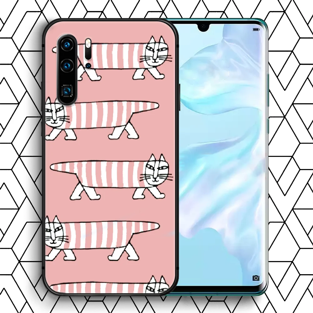 

Lisas Larson Cute Cat Phone Case For Huawei P Mate 10 20 30 40 Lite Pro smart Z 2019 nova 5t black Prime Soft Hoesjes 3D Bumper