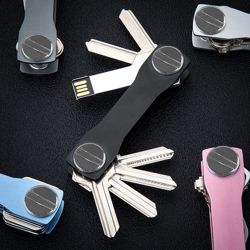 

Portable Keychain Aluminum Key Clip Metal Storage DIY Compact Holder Keychain Organizer Folder Car Wallet Accessories multicolor