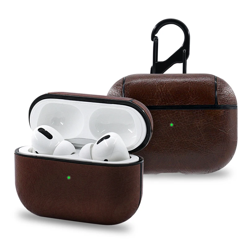 Коричневый Для Apple AirPods Pro Bluetooth беспроводные наушники Кожаный чехол Чехол для AirPods Pro Funda чехол для зарядки чехол s - Цвет: Коричневый