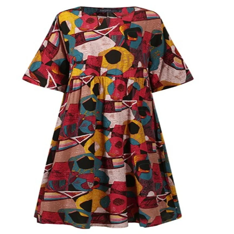 

Long sleeve round neck Plaid print casual dress
