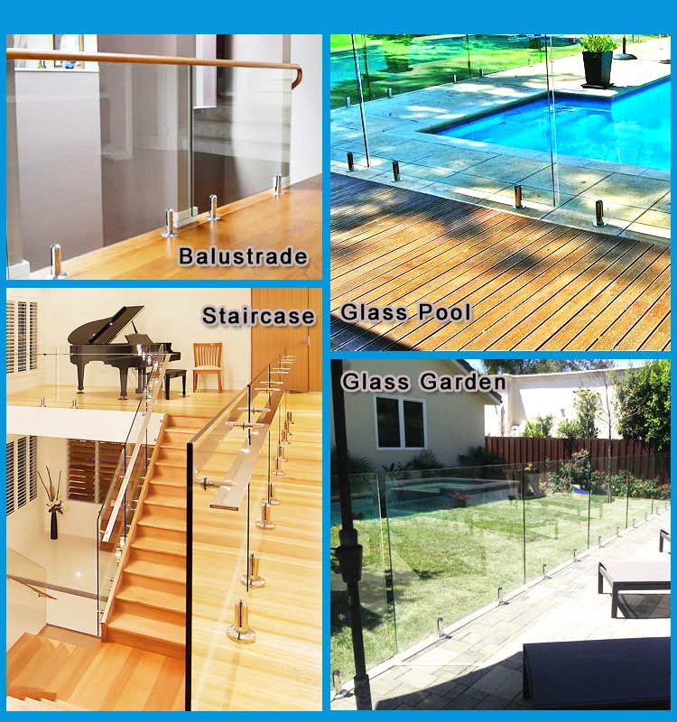 

Mirror Polish Duplex 2205 stainless steel square glass pool fence spigots for frameless swimming pool glass clamp balustrade
