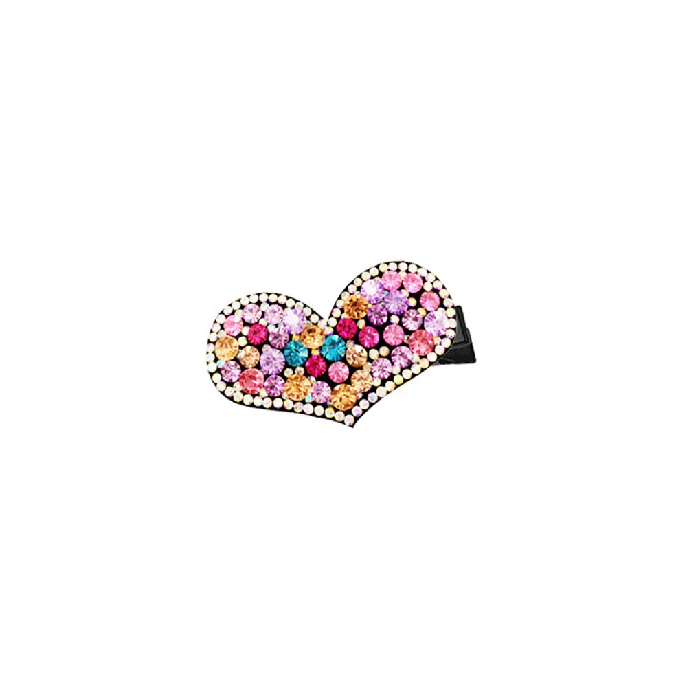 

2021 New Style Cute Heart Rhinestone Hair Clips Korean Fashion Summer Woman Alloy Duck Mouth Clip Hair Accessories