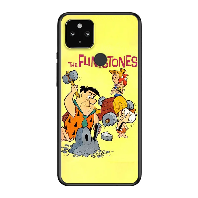

Cartoon Funny Cute Fred Flintstone Soft TPU Silicone Black Cover For Google Pixel 5 4A 5G 4 XL Phone Case