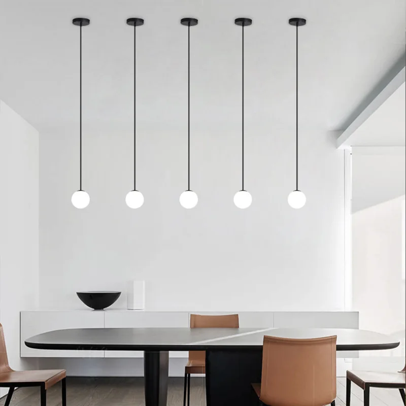Lámpara colgante de una sola cabeza minimalista, luces simples y modernas, colgante para el salón, pantalla de luz, bola de cristal, accesorio de iluminación de cocina