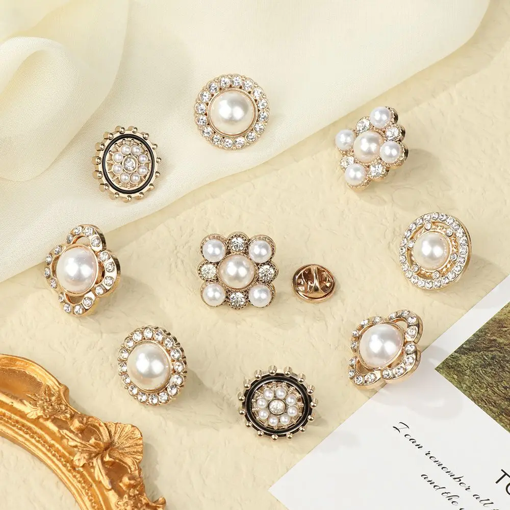 

for Coat Sweater Shirt Easy to Operate Faux Pearl Material Clothes Decoration Sewing-free Button Detachable Design