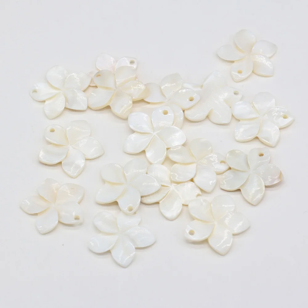 10PCS Natural Freshwater Pendant White Shell Flower Loose Beads Charms for Jewelry Making DIY Necklace Earrings Accessory | Украшения и