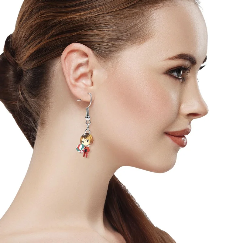 Серьги-гвоздики для мальчиков висячие украшения из акрила в эпоксидной смоле с