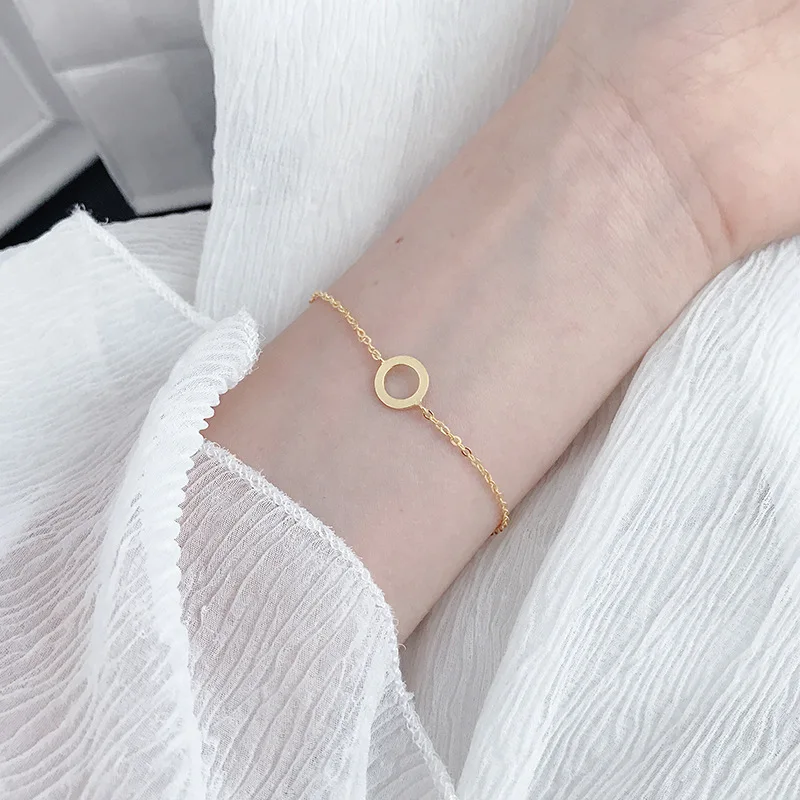 OBEAR 100% 925 Sterling Silver Gold Geometric Circle Bracelet for Women Fashion Simple Jewelry Gift | Украшения и аксессуары