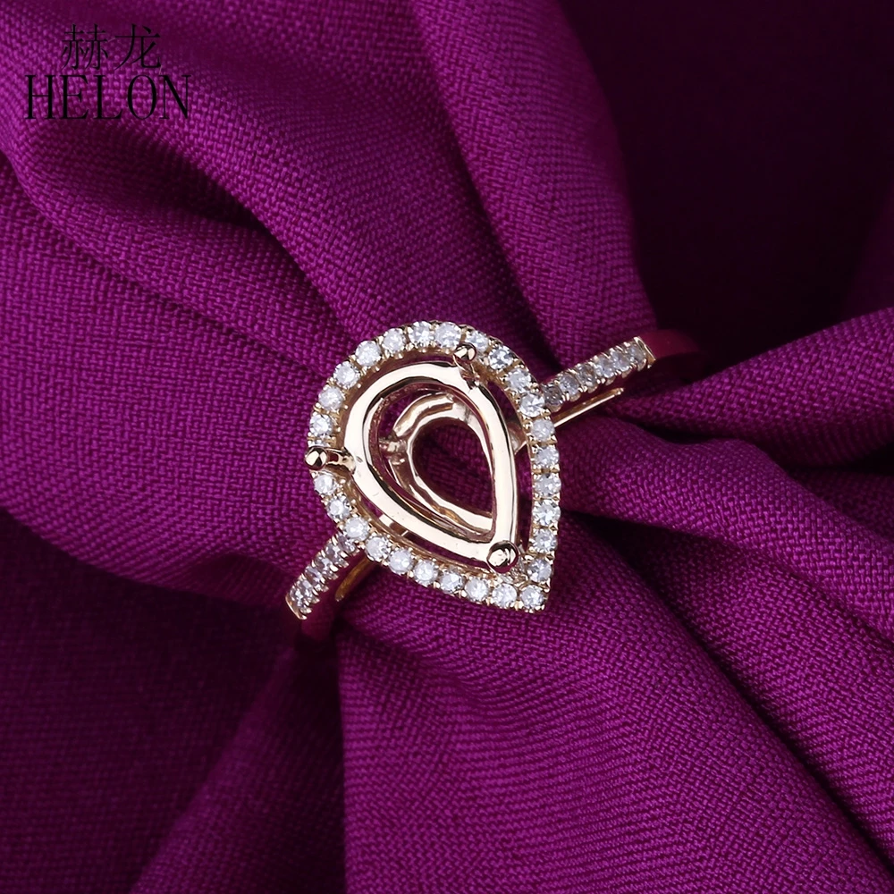 HELON Pear 10x6 мм однотонное 10K желтое золото с натуральными бриллиантами